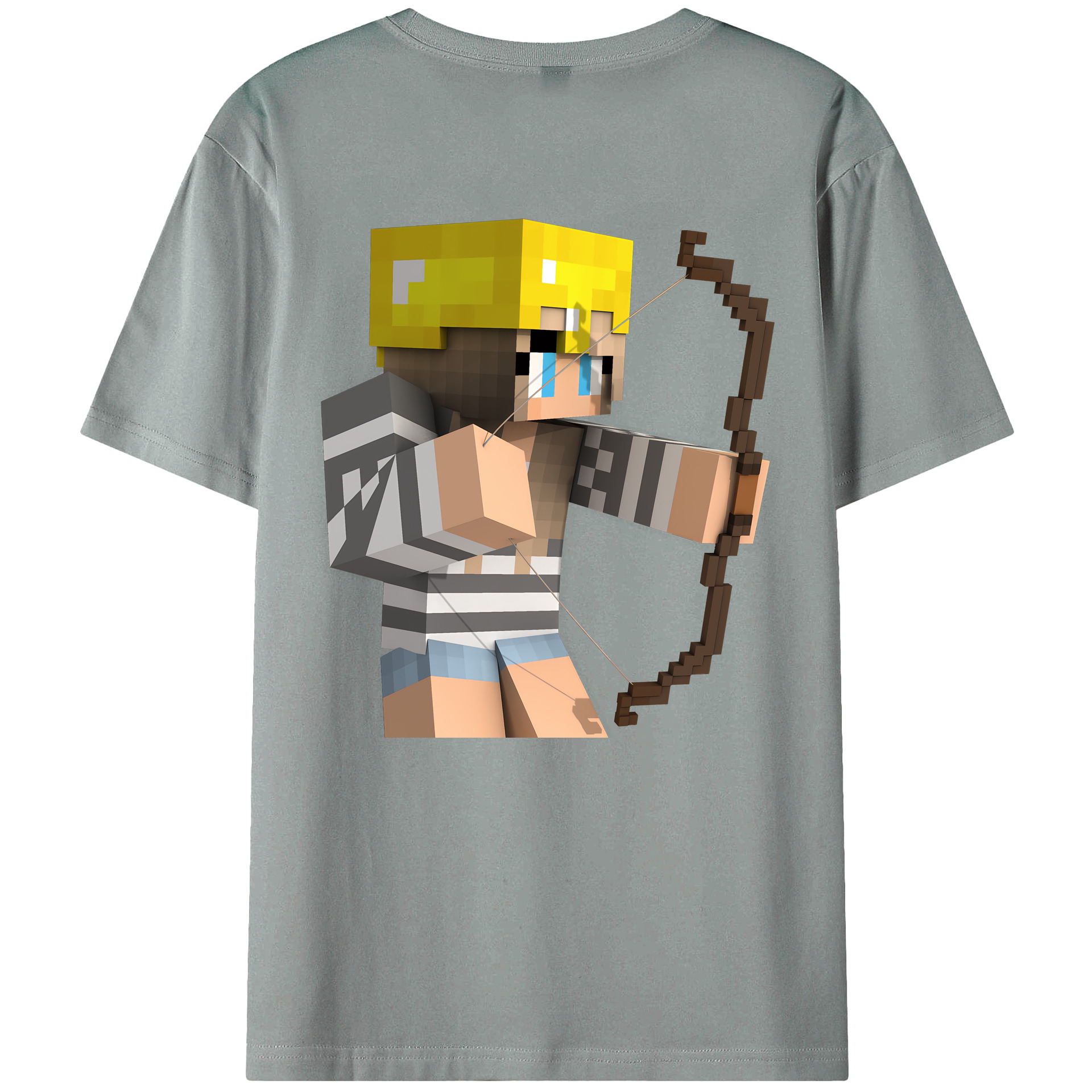 （画像用） マインクラフト ブロックの世界 Minecraft MC Block world 綿100％ メンズ半袖Tシャツ（バックプリント） 通気性
